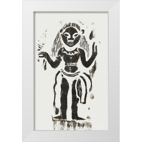 Hina White Modern Wood Framed Art Print by Gauguin, Paul