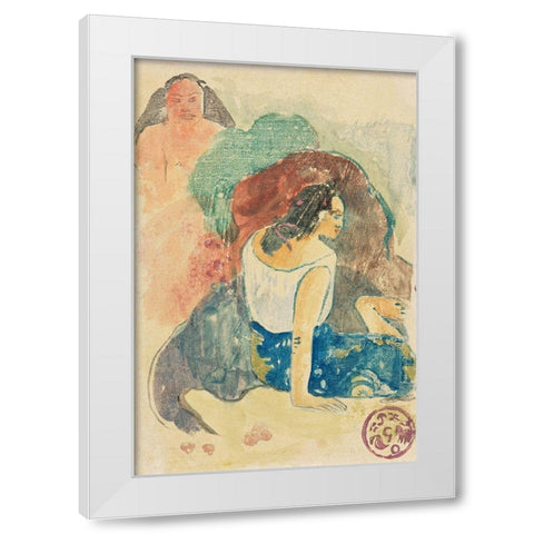 Words of the Devil (Arearea no Varua Ino) White Modern Wood Framed Art Print by Gauguin, Paul