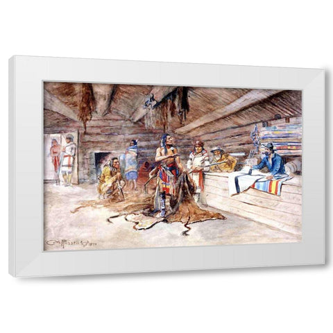 Joe Kipps Trading Post White Modern Wood Framed Art Print by Russell, Charles Marion