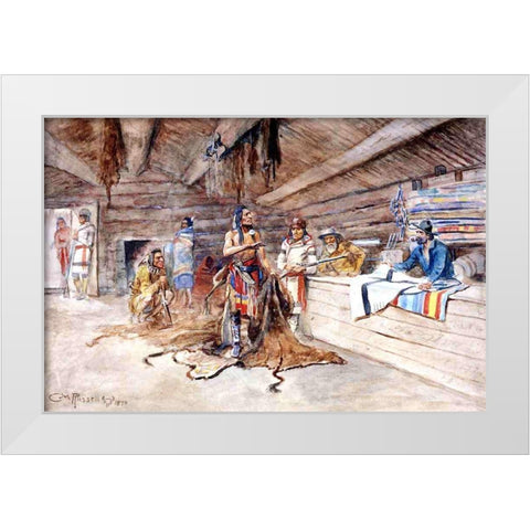 Joe Kipps Trading Post White Modern Wood Framed Art Print by Russell, Charles Marion
