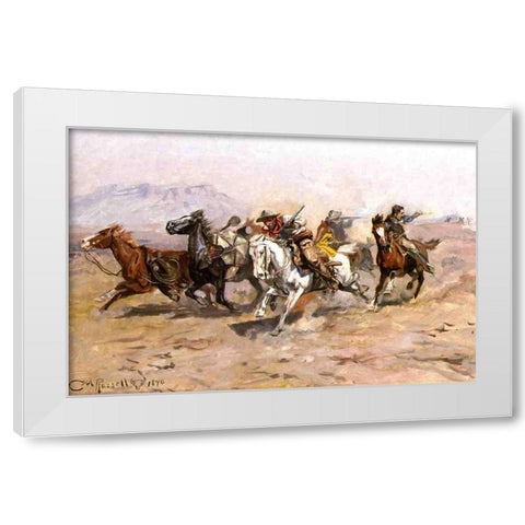 Outnumbered White Modern Wood Framed Art Print by Russell, Charles Marion