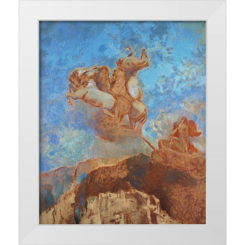 The Chariot of Apollo White Modern Wood Framed Art Print by Redon, Odilon