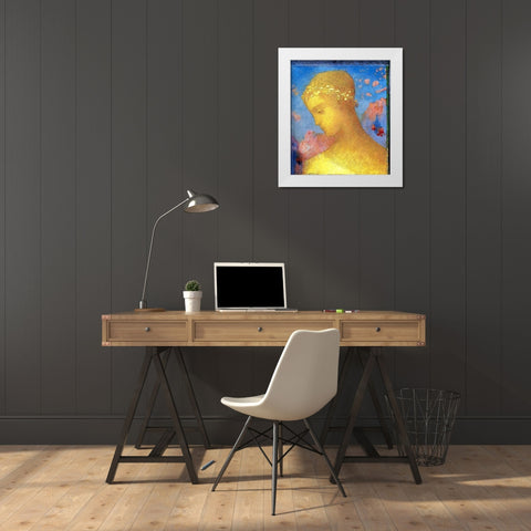 Beatrice Gold White Modern Wood Framed Art Print by Redon, Odilon