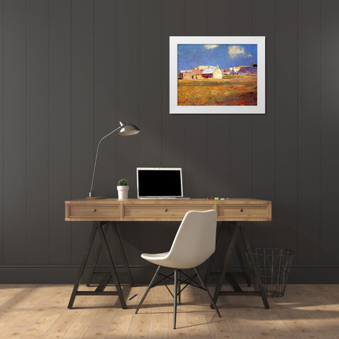 Breton Village White Modern Wood Framed Art Print by Redon, Odilon