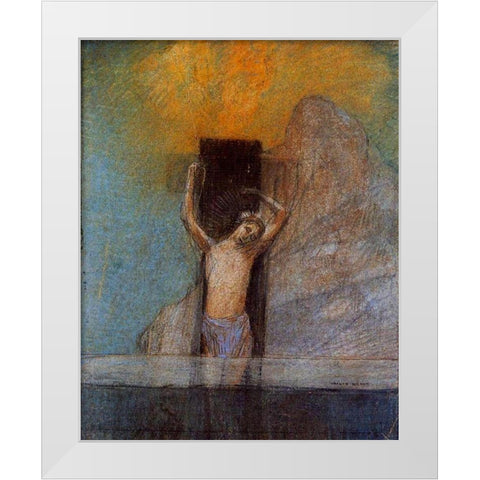 Christ on the Cross White Modern Wood Framed Art Print by Redon, Odilon