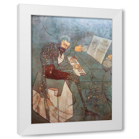 The Gold Scab, Eruption in Frilthy Lucre, The Creditor White Modern Wood Framed Art Print by Whistler, James McNeill