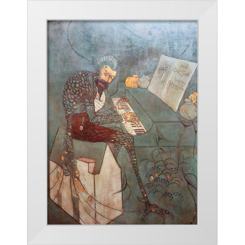The Gold Scab, Eruption in Frilthy Lucre, The Creditor White Modern Wood Framed Art Print by Whistler, James McNeill