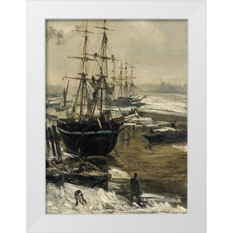 The Thames in Ice, 1860 White Modern Wood Framed Art Print by Whistler, James McNeill