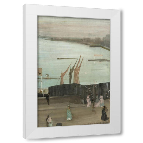 Variations in Pink and Grey, Chelsea White Modern Wood Framed Art Print by Whistler, James McNeill