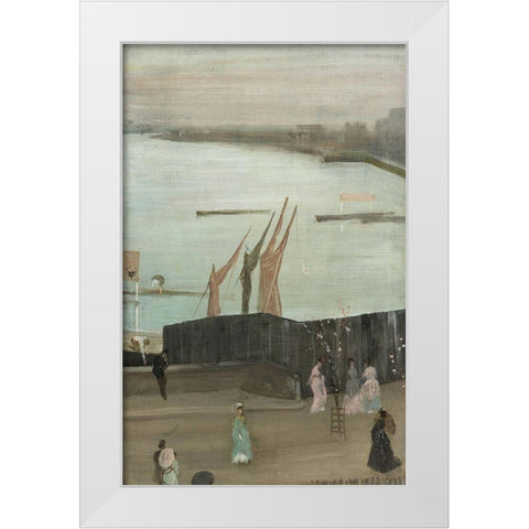 Variations in Pink and Grey, Chelsea White Modern Wood Framed Art Print by Whistler, James McNeill