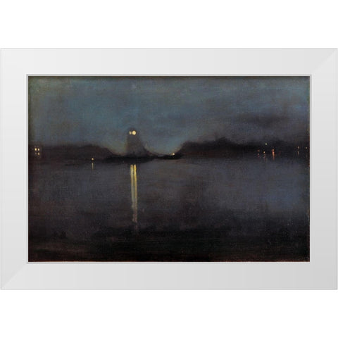 Nocturne White Modern Wood Framed Art Print by Whistler, James McNeill