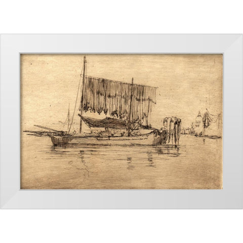 Fishing Boat White Modern Wood Framed Art Print by Whistler, James McNeill