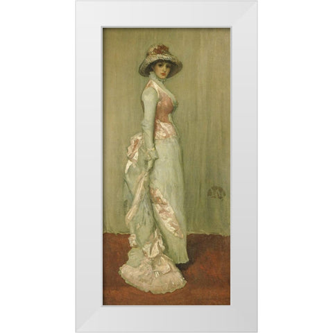 Nocturne in Pink and Gray, Portrait of Lady Meux White Modern Wood Framed Art Print by Whistler, James McNeill
