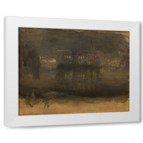 Amsterdam Nocturne White Modern Wood Framed Art Print by Whistler, James McNeill