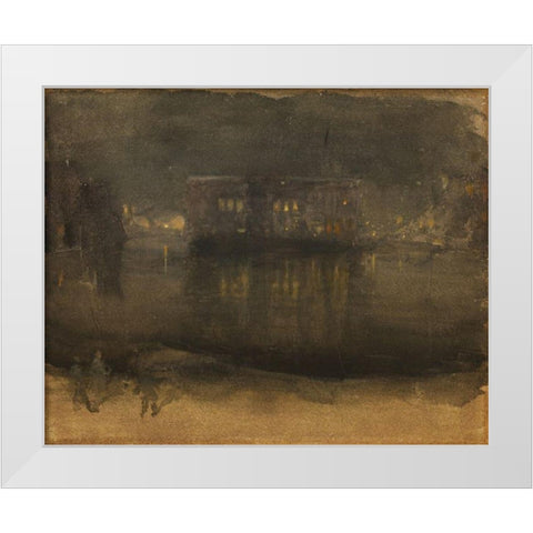 Amsterdam Nocturne White Modern Wood Framed Art Print by Whistler, James McNeill