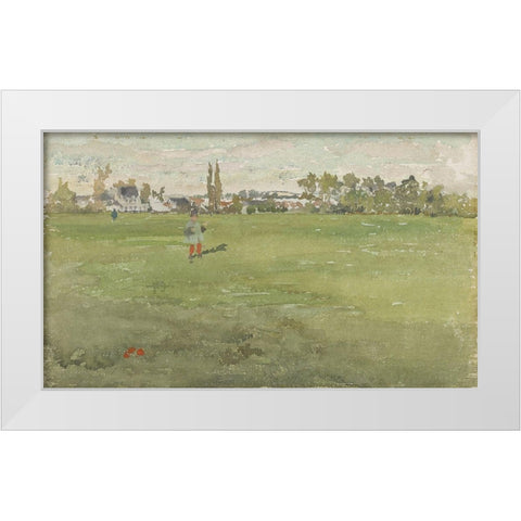 Green and Silver Beaulieu, Touraine White Modern Wood Framed Art Print by Whistler, James McNeill