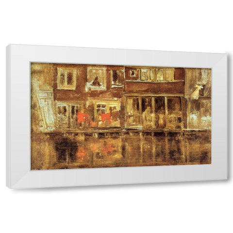 The Canal Amsterdam White Modern Wood Framed Art Print by Whistler, James McNeill