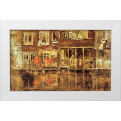 The Canal Amsterdam White Modern Wood Framed Art Print by Whistler, James McNeill