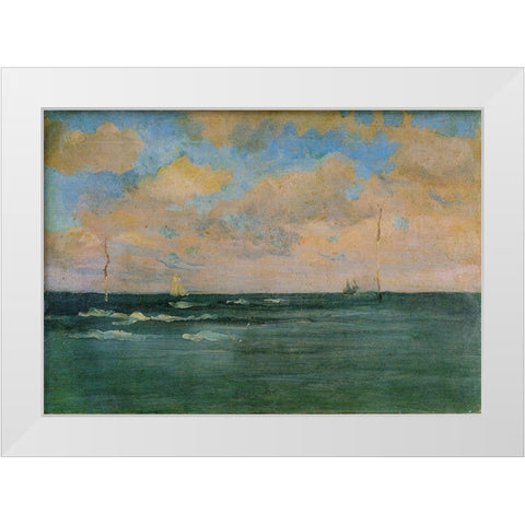 The Bathing Posts, Brittany White Modern Wood Framed Art Print by Whistler, James McNeill