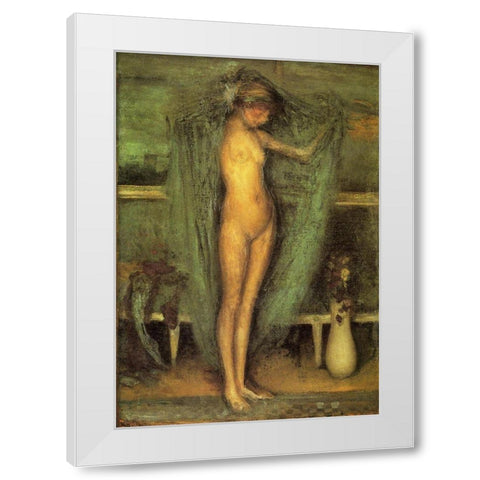 Harmony in Blue and Gold, The Little Blue Girl White Modern Wood Framed Art Print by Whistler, James McNeill