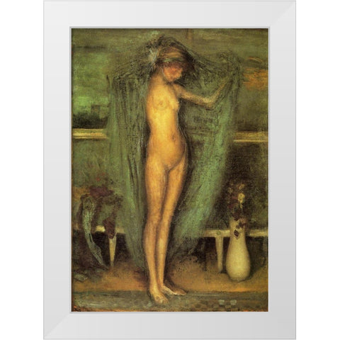 Harmony in Blue and Gold, The Little Blue Girl White Modern Wood Framed Art Print by Whistler, James McNeill