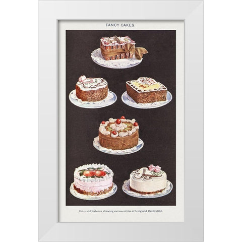 Fancy Cakes White Modern Wood Framed Art Print by Mrs. Beeton''s Book of Household Management