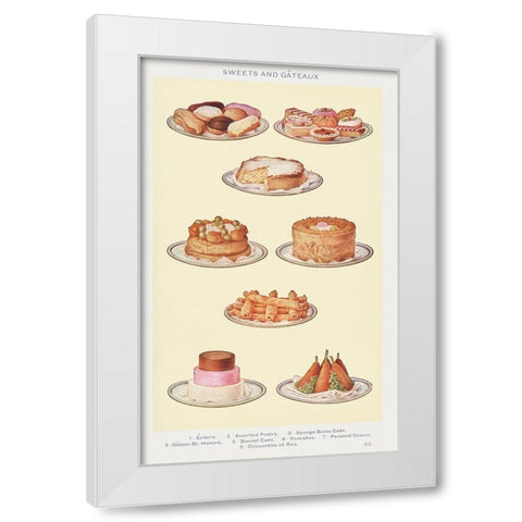 Sweets and Gâteaux White Modern Wood Framed Art Print by Mrs. Beeton''s Book of Household Management