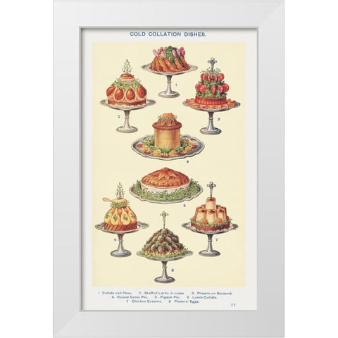 Cold Collation Dishes White Modern Wood Framed Art Print by Mrs. Beeton''s Book of Household Management
