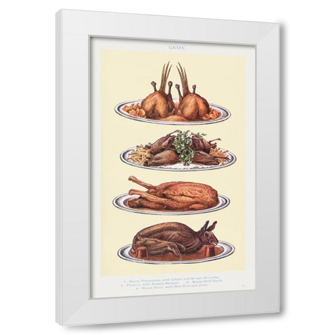 Game III White Modern Wood Framed Art Print by Mrs. Beeton''s Book of Household Management