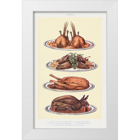 Game III White Modern Wood Framed Art Print by Mrs. Beeton''s Book of Household Management