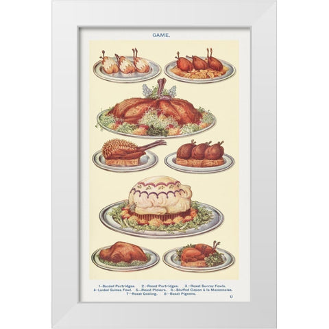 Game White Modern Wood Framed Art Print by Mrs. Beeton''s Book of Household Management