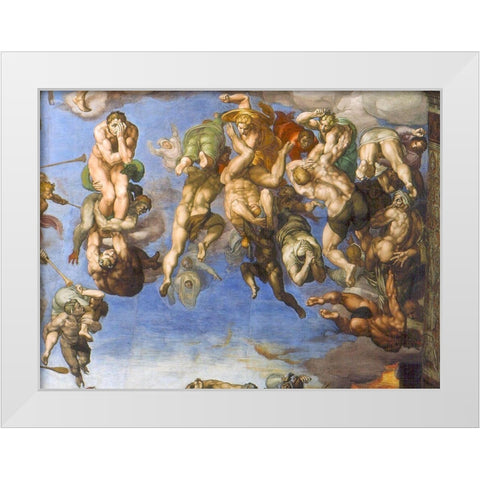 The Last Judgement Detail White Modern Wood Framed Art Print by Michelangelo