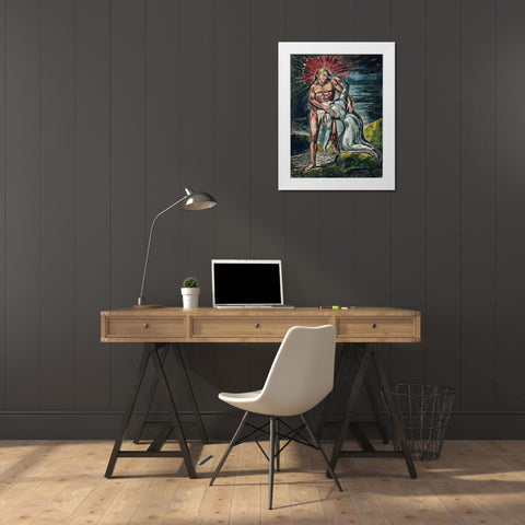 Two figures illustration from Milton White Modern Wood Framed Art Print by Blake, William