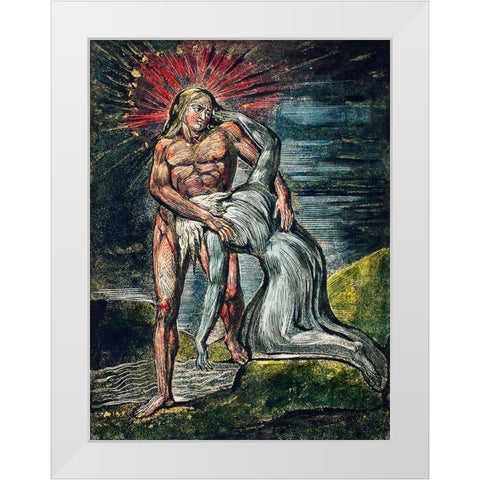 Two figures illustration from Milton White Modern Wood Framed Art Print by Blake, William