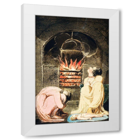 Cauldron over a fire from Europe: a Prophecy White Modern Wood Framed Art Print by Blake, William