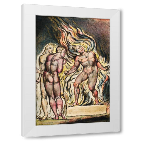 Los and Enitharmon knew that the Satan is Urizen from Milton White Modern Wood Framed Art Print by Blake, William