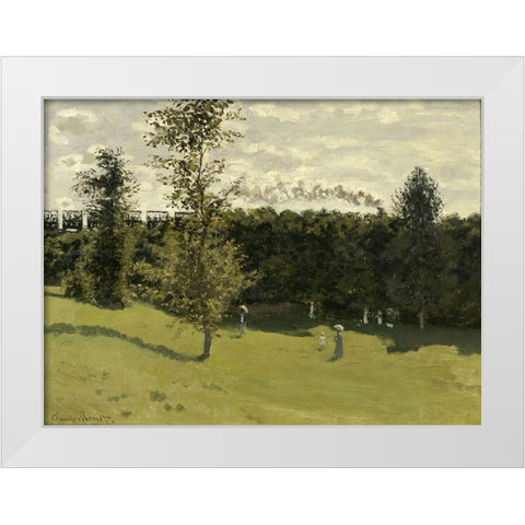 Train in the Countryside White Modern Wood Framed Art Print by Monet, Claude