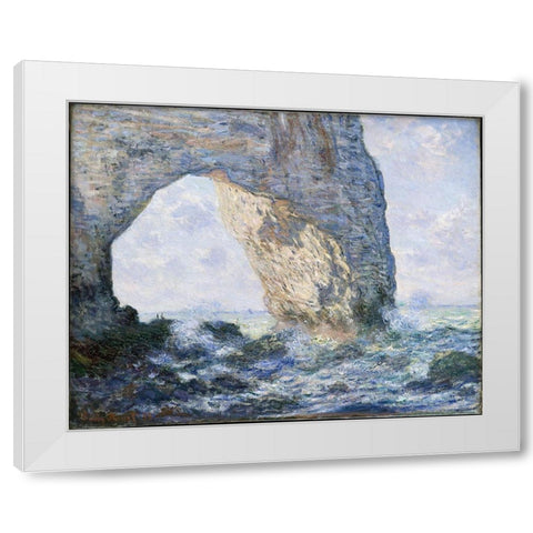 The Manneporte At Etretat White Modern Wood Framed Art Print by Monet, Claude