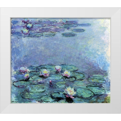 WATER LILIES NYMPHEAS White Modern Wood Framed Art Print by Monet, Claude