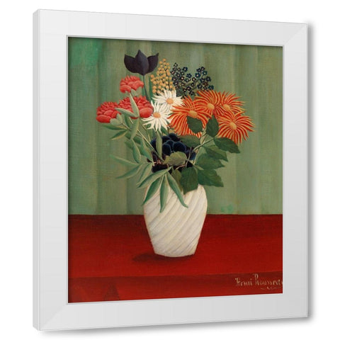 Bouquet of Flowers with China Asters and Tokyos White Modern Wood Framed Art Print by Rousseau, Henri