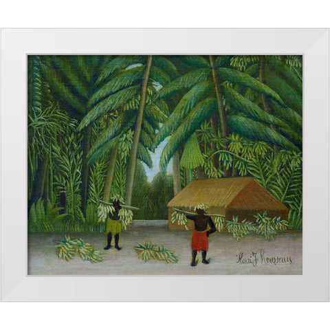 Banana Harvest 1910 White Modern Wood Framed Art Print by Rousseau, Henri