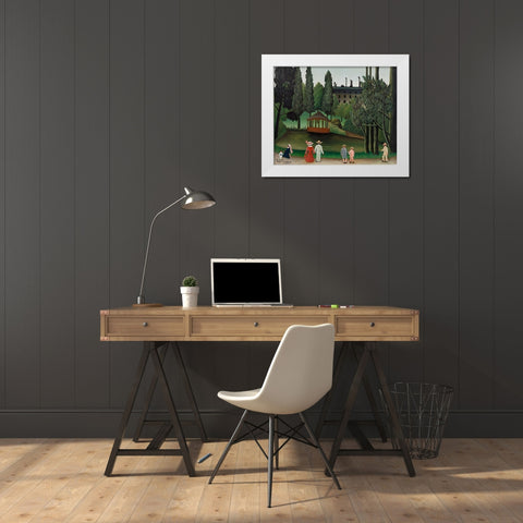 View of Montsouris Park, the Kiosk 1910 White Modern Wood Framed Art Print by Rousseau, Henri