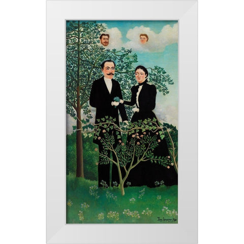 The Past and the Present, or Philosophical Thought White Modern Wood Framed Art Print by Rousseau, Henri