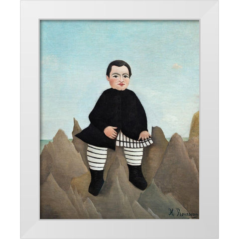 Boy on the Rocks 1897 White Modern Wood Framed Art Print by Rousseau, Henri