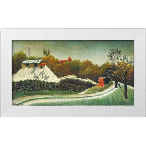 Sawmill, Outskirts of Paris 1895 White Modern Wood Framed Art Print by Rousseau, Henri