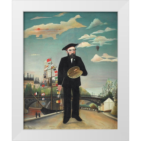 Self Portrait White Modern Wood Framed Art Print by Rousseau, Henri