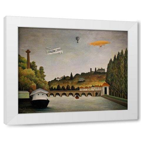 View of Pont de Sevres White Modern Wood Framed Art Print by Rousseau, Henri