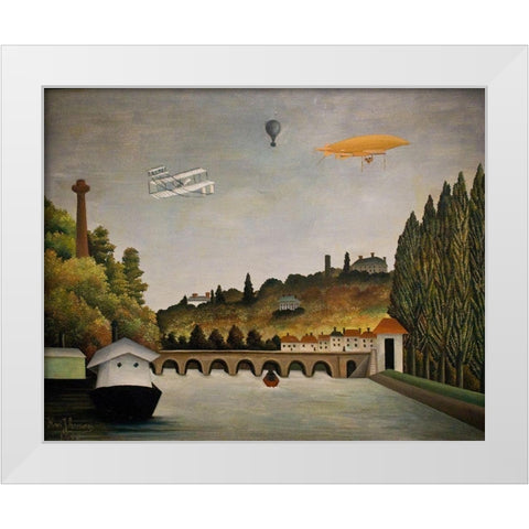 View of Pont de Sevres White Modern Wood Framed Art Print by Rousseau, Henri