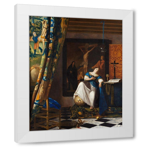 Allegory of the Catholic Faith White Modern Wood Framed Art Print by Vermeer, Johannes