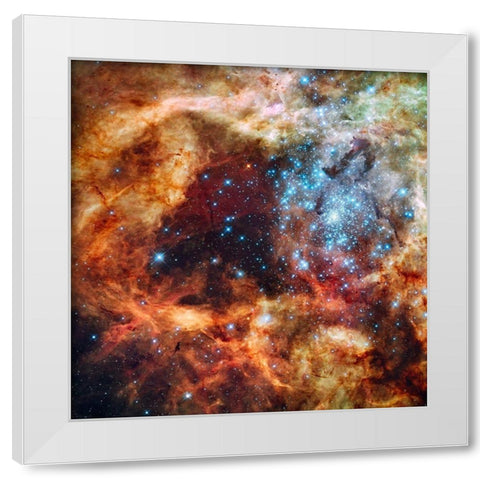 Hubbles view of a grand star forming region White Modern Wood Framed Art Print by NASA